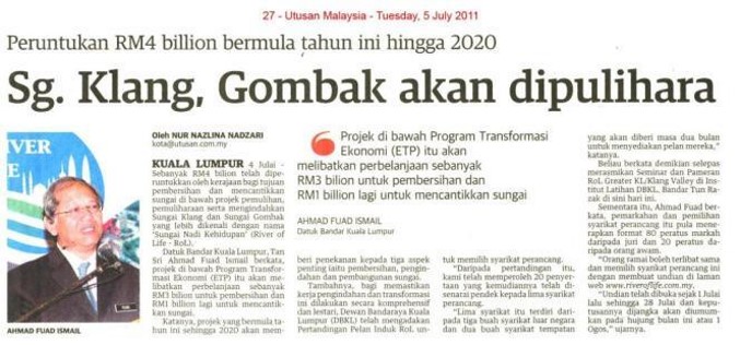 Klang and Gombak River Will Be Preserved